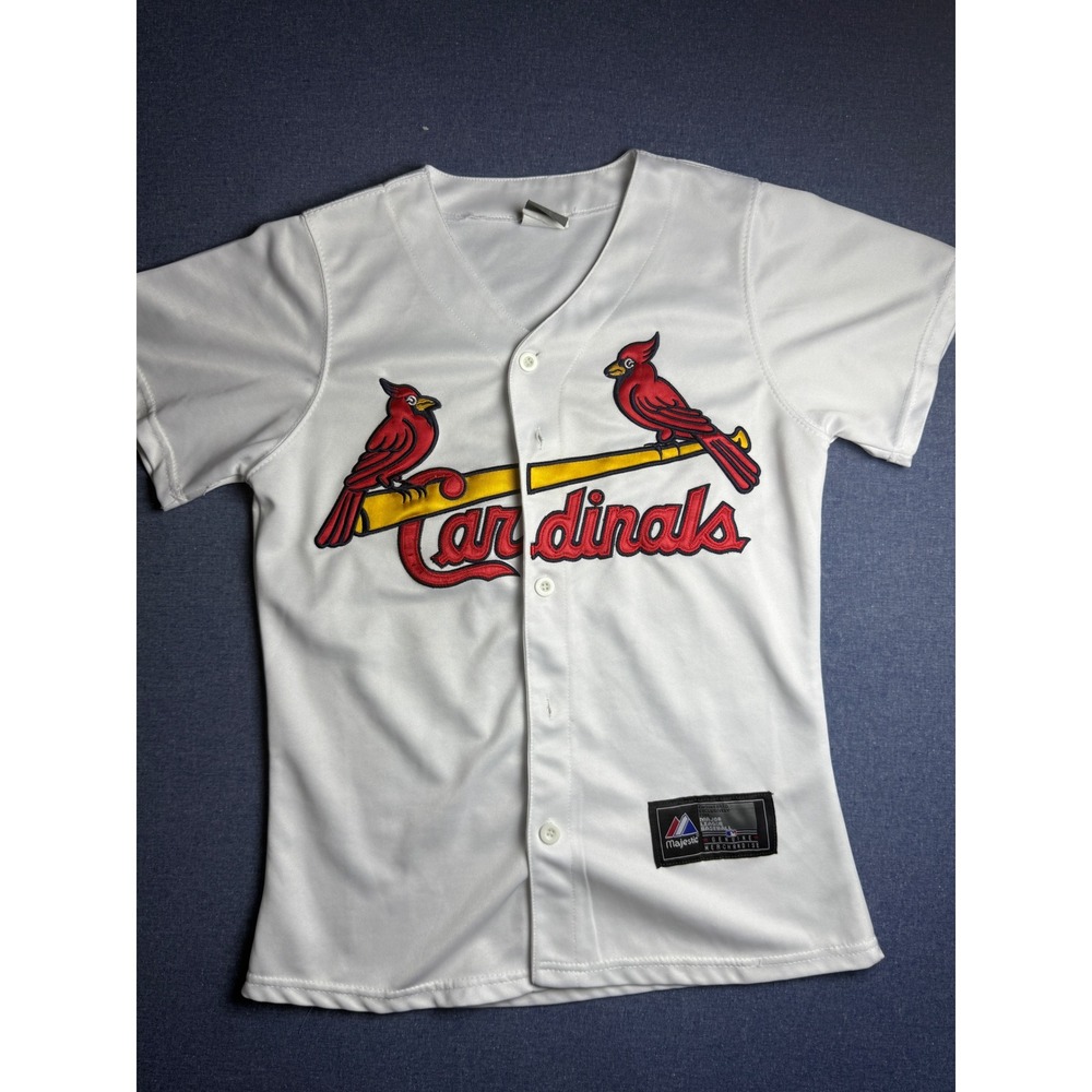 Majestic St Louis Cardinals MLB Baseball Jersey White Button Up Mens Medium